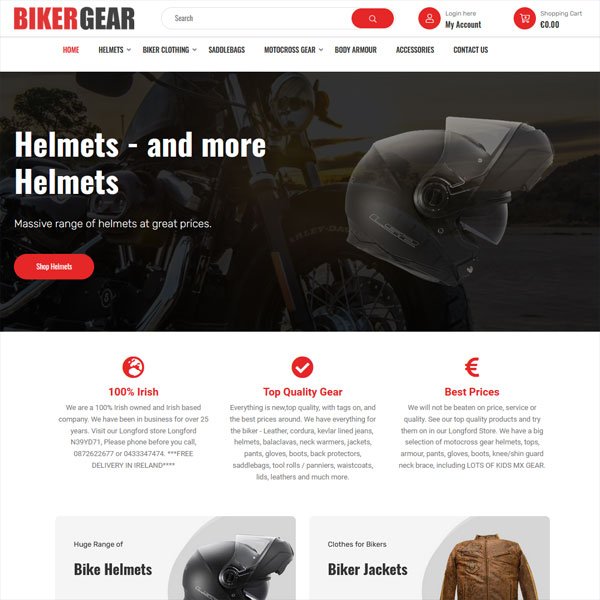 bikergear web site E-Commerce Website Design for Biker Gear