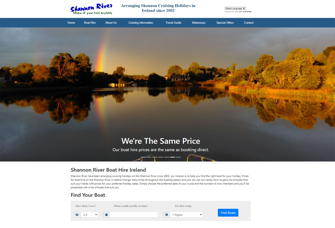 Shannon River Bespoke Booking Website Shannon River Bespoke Booking Website